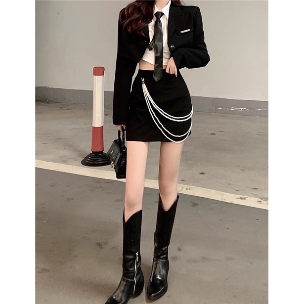 (SẴN) TKLIHN Set váy VEST ulzzang áo khoác BLAZER croptop + chân váy body phong cách văn phòng FASHION 2021 KÈM ẢNH THẬT | BigBuy360 - bigbuy360.vn