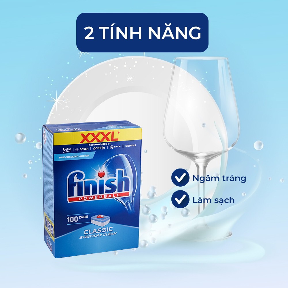 Viên rửa chén bát Finish Classic 100 viên Finish EU