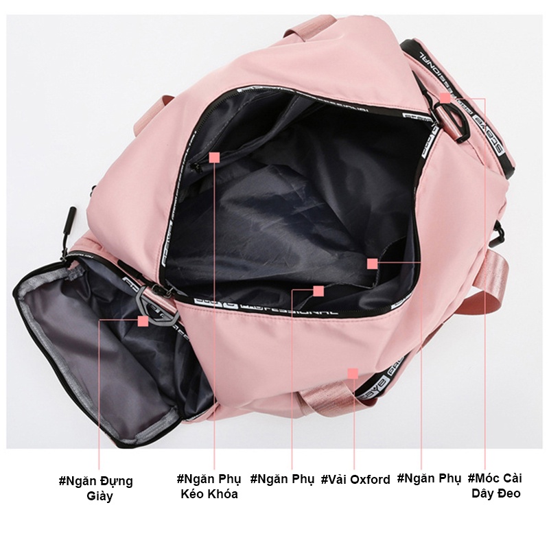 Túi xách du lịch nam nữ ZAJA cỡ lớn thời trang gập gọn nhiều ngăn đựng giày phong cách đeo vai ulzzang