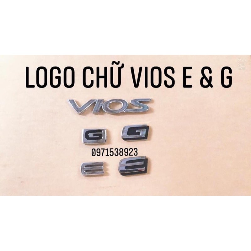 logo chữ nổi dán đuôi xe toyota vios 2008-2018 E và G