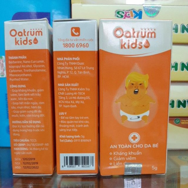 Kem bôi da oatrum kids tube 20gr Hăm, Tràm Sữa, Mụn Nhọt, Rôm Sẩy Trẻ Sơ Sinh ( oatrumkids)