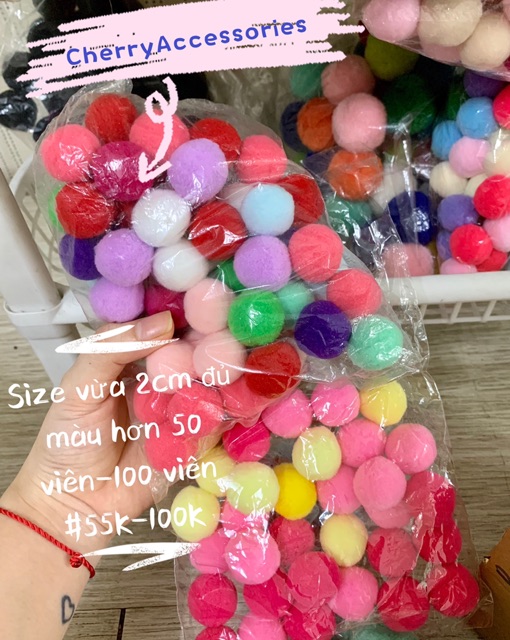 Combo Bông pom pom đủ màu đủ size