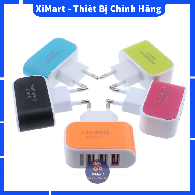 [HOT] Củ sạc điện thoại 3 cổng USB tiện lợi nhiều màu, bảo hành 3 tháng, lỗi 1 đổi 1 - XiMart