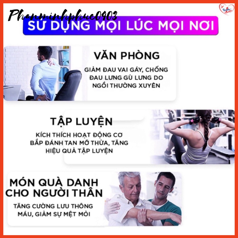 Súng Massage Cầm Tay 4 Đầu 6 Chế Độ | Giảm Đau Căng Cơ, Trị Nhức Mỏi Vai Gáy