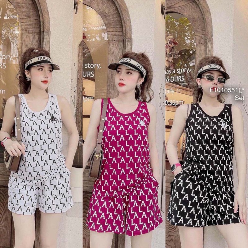 Set bộ thun LA áo sát nách phối quần đùi!