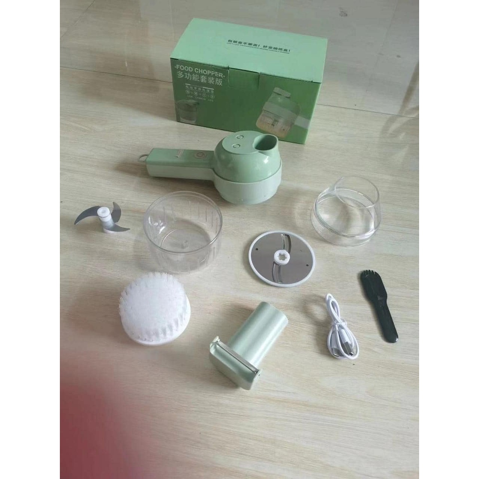 Máy xay tỏi ớt đa năng dụng cụ nghiền rau củ GATLING cầm tay 4 in 1 sạc USB siêu khỏe