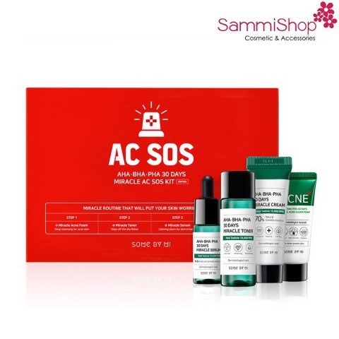 Some By Mi Bộ kit AHA-BHA-PHA 30 Days Miracle AC Sos Kit ( 4items)