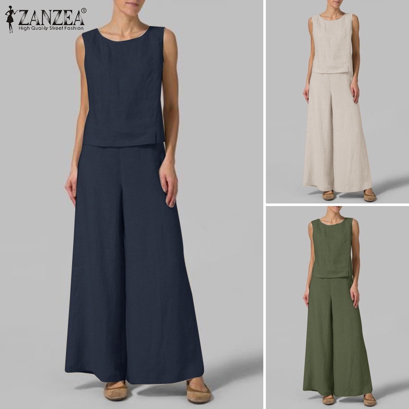 Set áo không tay + quần dài Zanzea phong cách thời trang cho nữ
