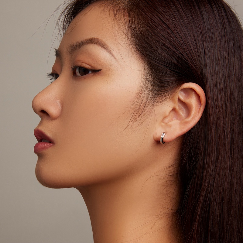 BAMOER Bông Tai Bạc 925 HìNh Vuông ThờI Trang