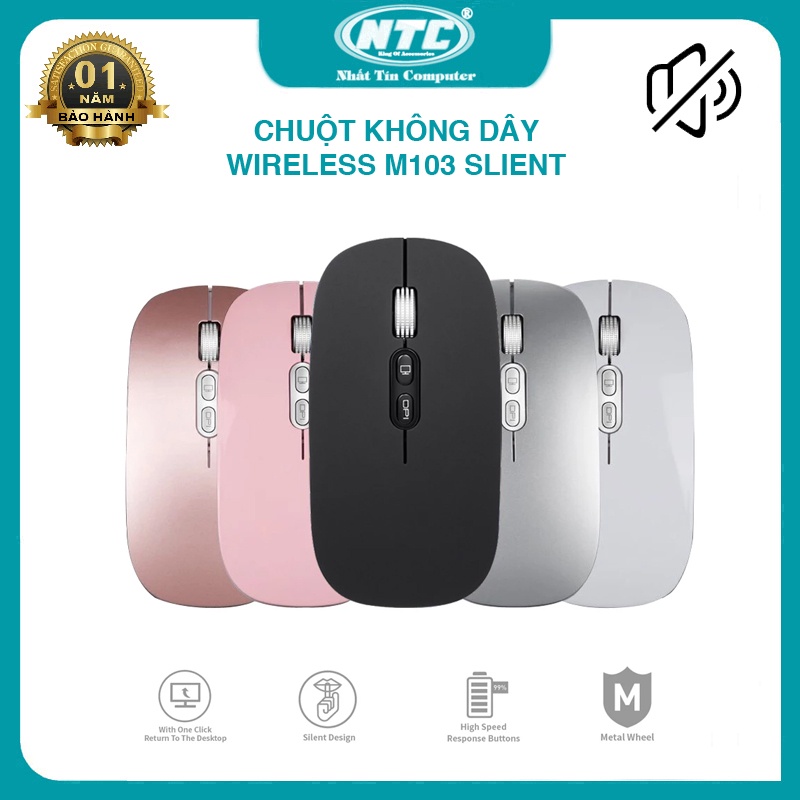 Chuột không dây Wireless M103 pin sạc siêu mỏng - phiên bản Silent không tiếng click