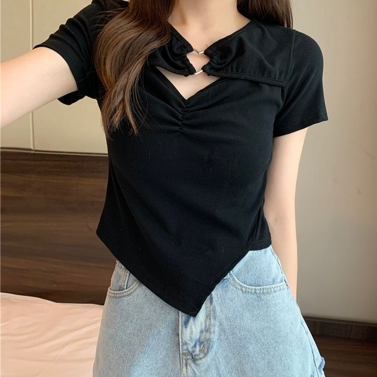 Áo Thun NgắN Tay KhoéT Lỗ HìNh TráI Tim Cho Nữ JL-TX-278