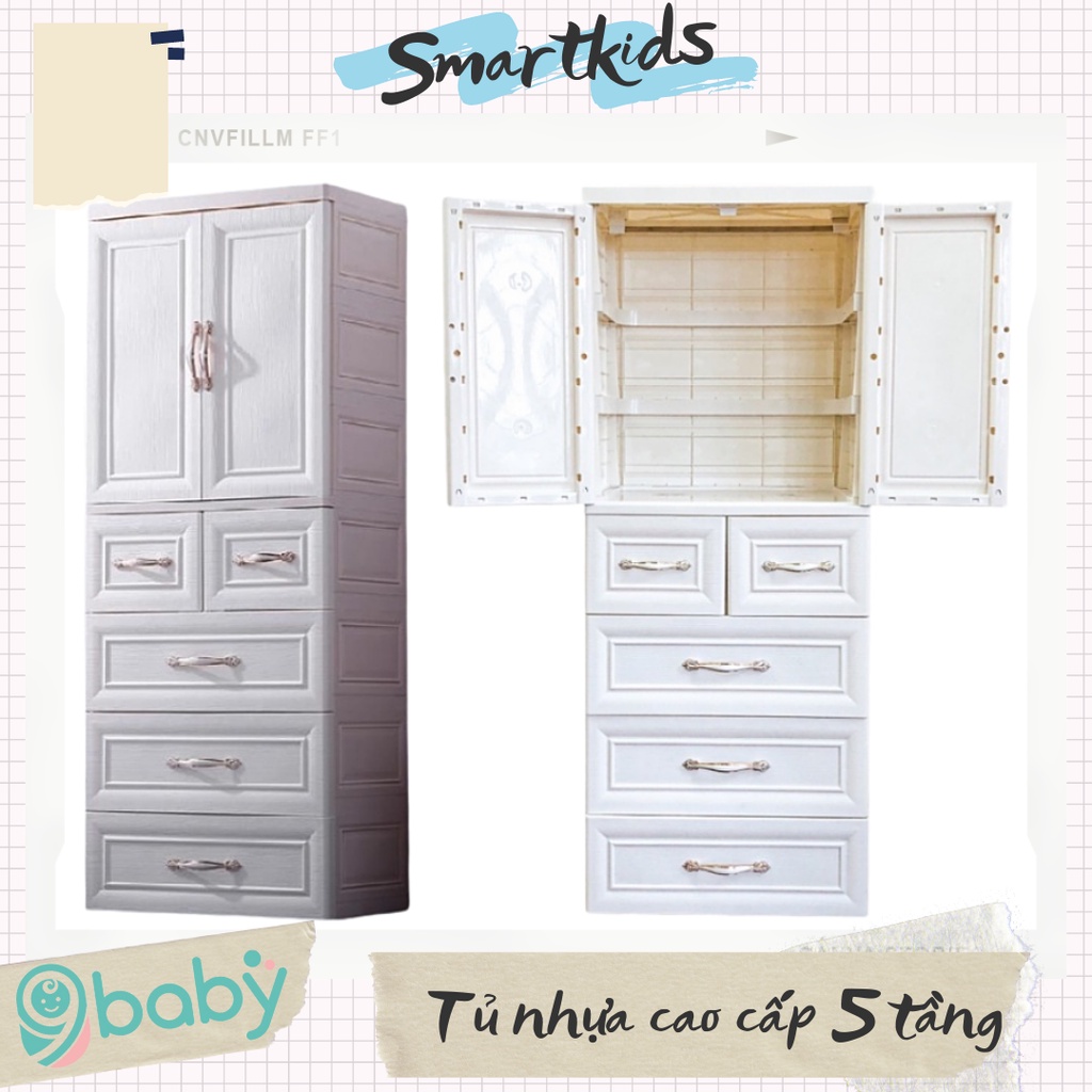 Tủ nhựa cao cấp 5 tầng dành cho bé yêu