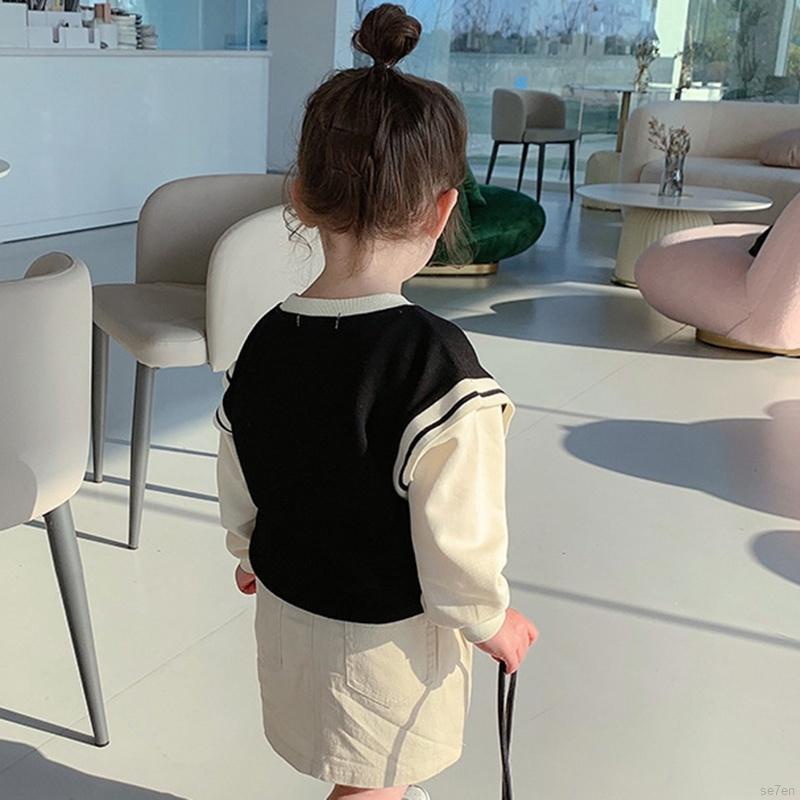 Áo sweater tay dài in hoạt hình Se7en kiểu Hàn Quốc dễ thương cho bé gái