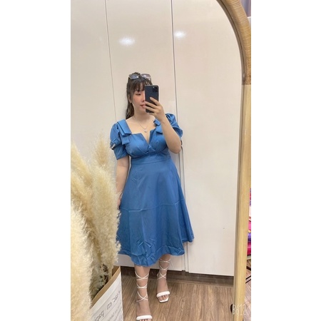 Đầm Nơ Vai Bigsize 55kg Đến 100kg (L/XL/XXL)(Đầm Tết)