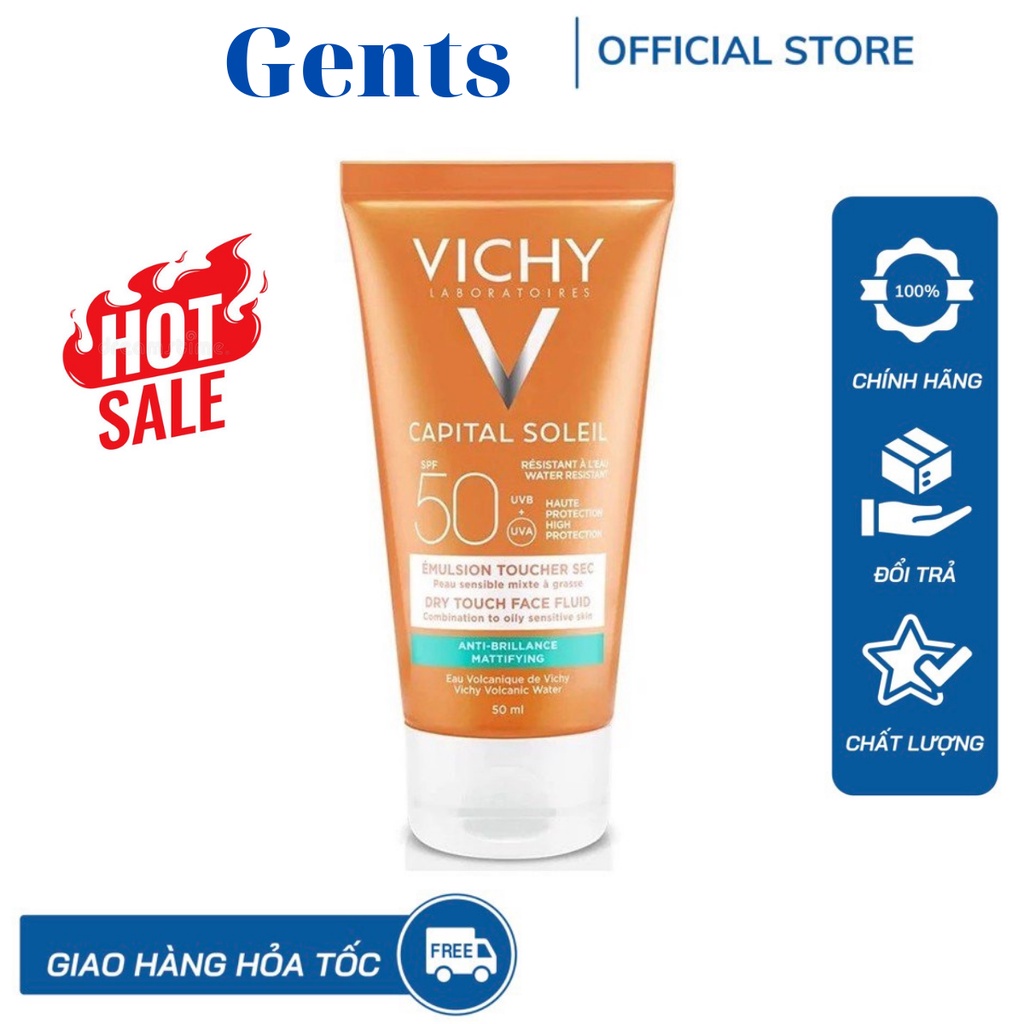 Kem Chống Nắng Vichy SPF 50 Ideal Soleil 50ml cho da dầu, mụn, nhạy cảm ( Bản Pháp ) GentsOfficialStore