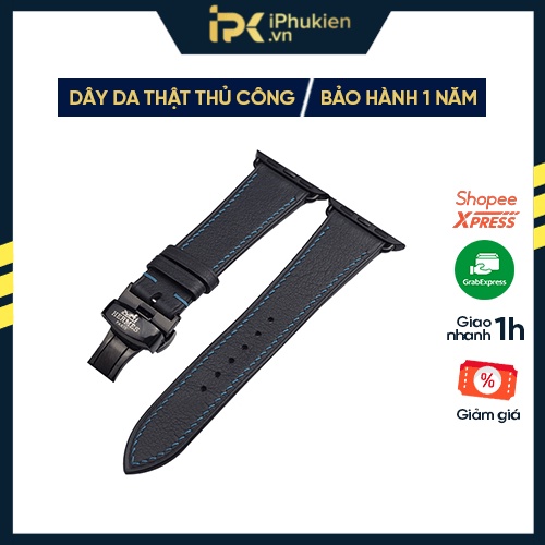 Dây Da Handmade [DA THẬT, BẢO HÀNH 1 NĂM] Swift Xanh Navy cho Apple Watch Seris 1/2/3/4/5/6/7