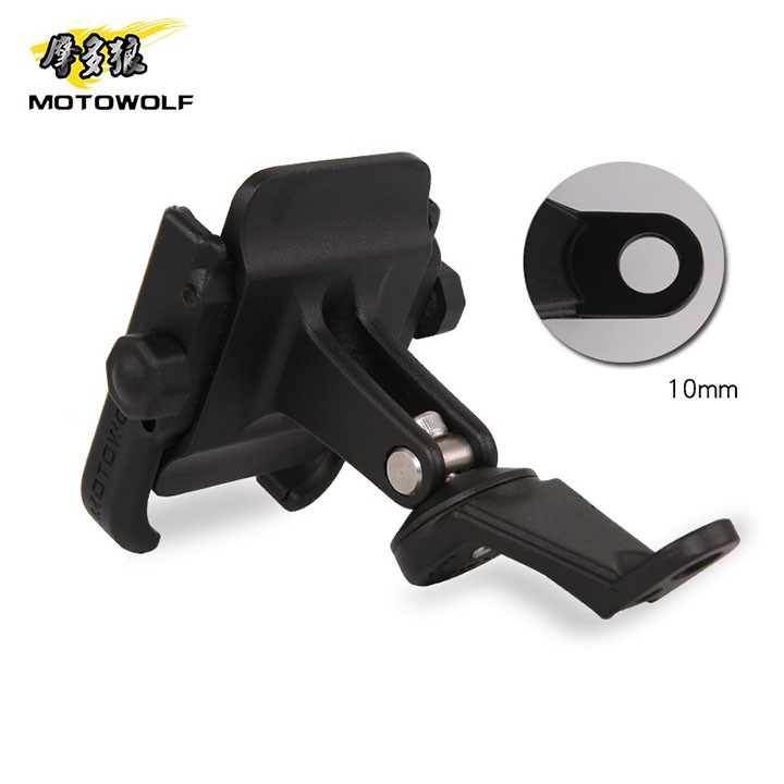 Giá đỡ kẹp điện thoại gắn kính xe máy Nhôm Motowolf 2805B