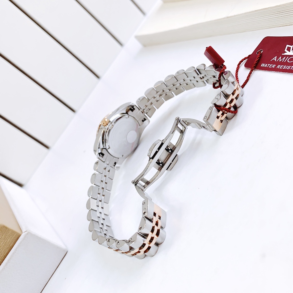 Đồng Hồ Nữ AMICA đen dây thép cao cấp nữ chống nước + thẻ bảo hành