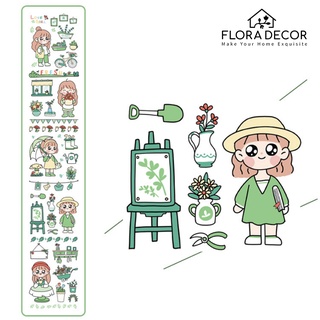 Sticker tấm dài hình cô bé dễ thương Flora Decor