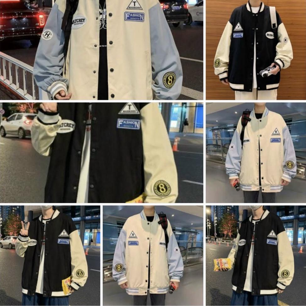 Áo khoác bomber dù nam nữ form rộng thêu T.H ảnh thật