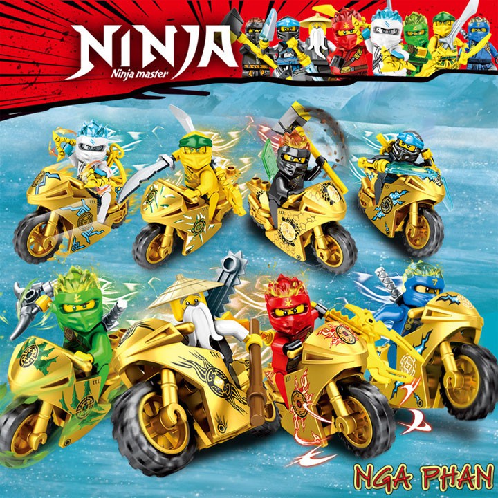 Combo 2 Ninja Cưỡi Mô Tô Vàng Cực Đẹp Ninjago Lego SY Đồ Chơi Xếp Hình Lắp Ráp