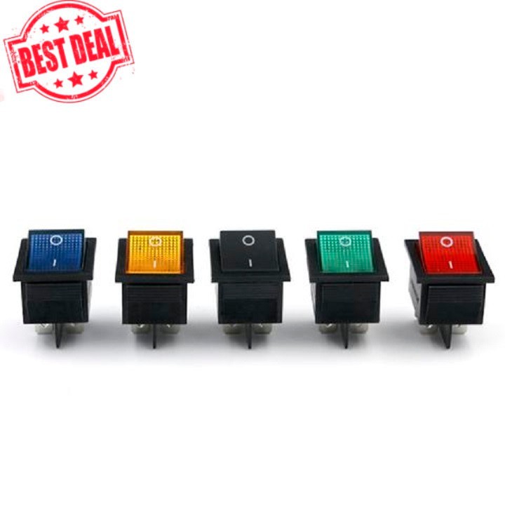 Công Tắc Bập Bênh 4 Chân Có Đèn KCD7