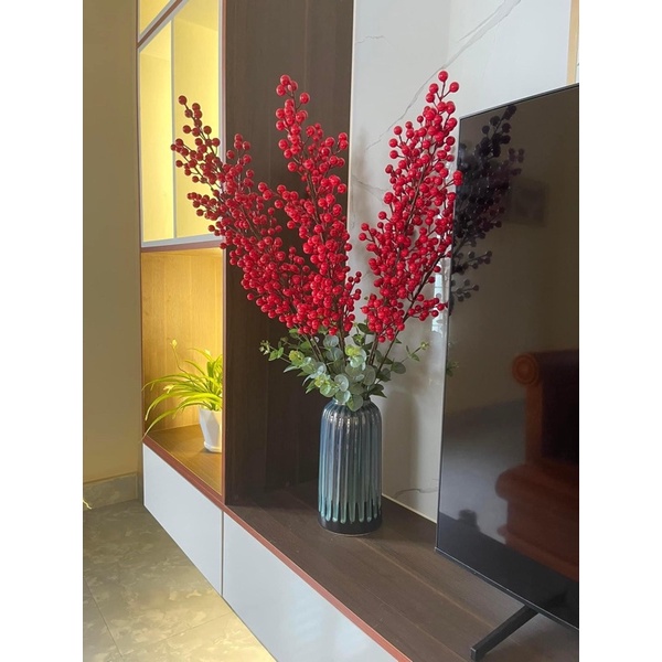 Cherry cành cao - đào đông - lựu phú quý- hoa lụa trang trí