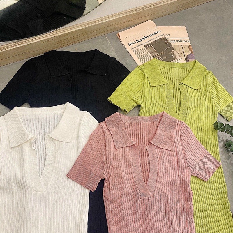 Váy Ôm POLO CỔ XẺ thiết kế sexy chất vải len tăm mỏng mongtoghi co giãn thoải mái váy ôm tôn 3 vòng co giãn