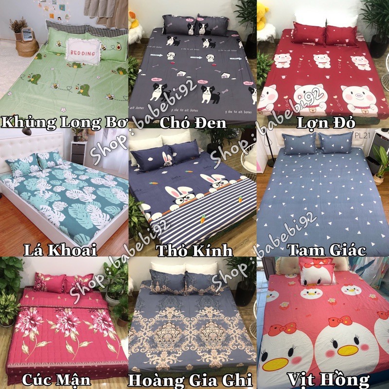 [ GIÁ HỦY DIỆT ] Bộ ga kèm đôi vỏ gối poly cotton siêu ngộ nghĩnh m6 hoặc m8 (được chọn mẫu)