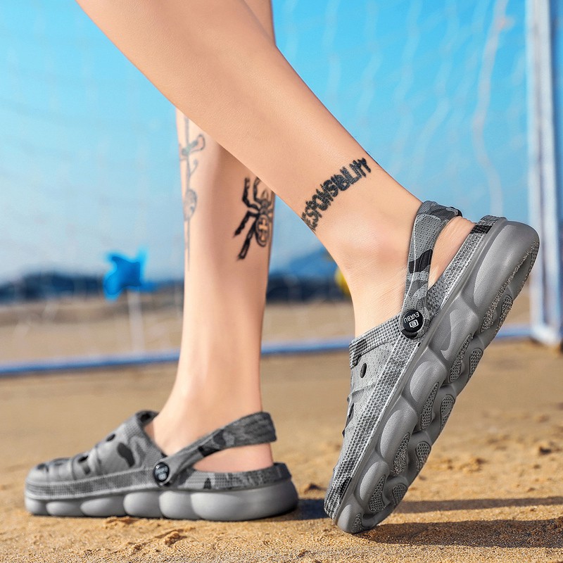 Dép đi biển họa tiết camo/in chữ cá tính thích hợp cho nam size 36-45