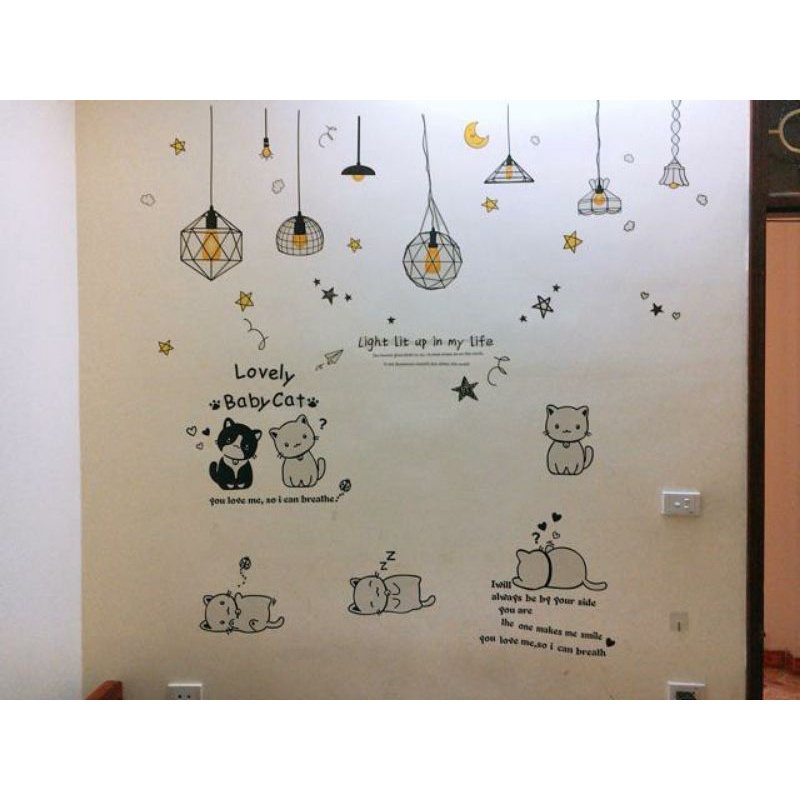 Decal dán tường dây đèn và mào