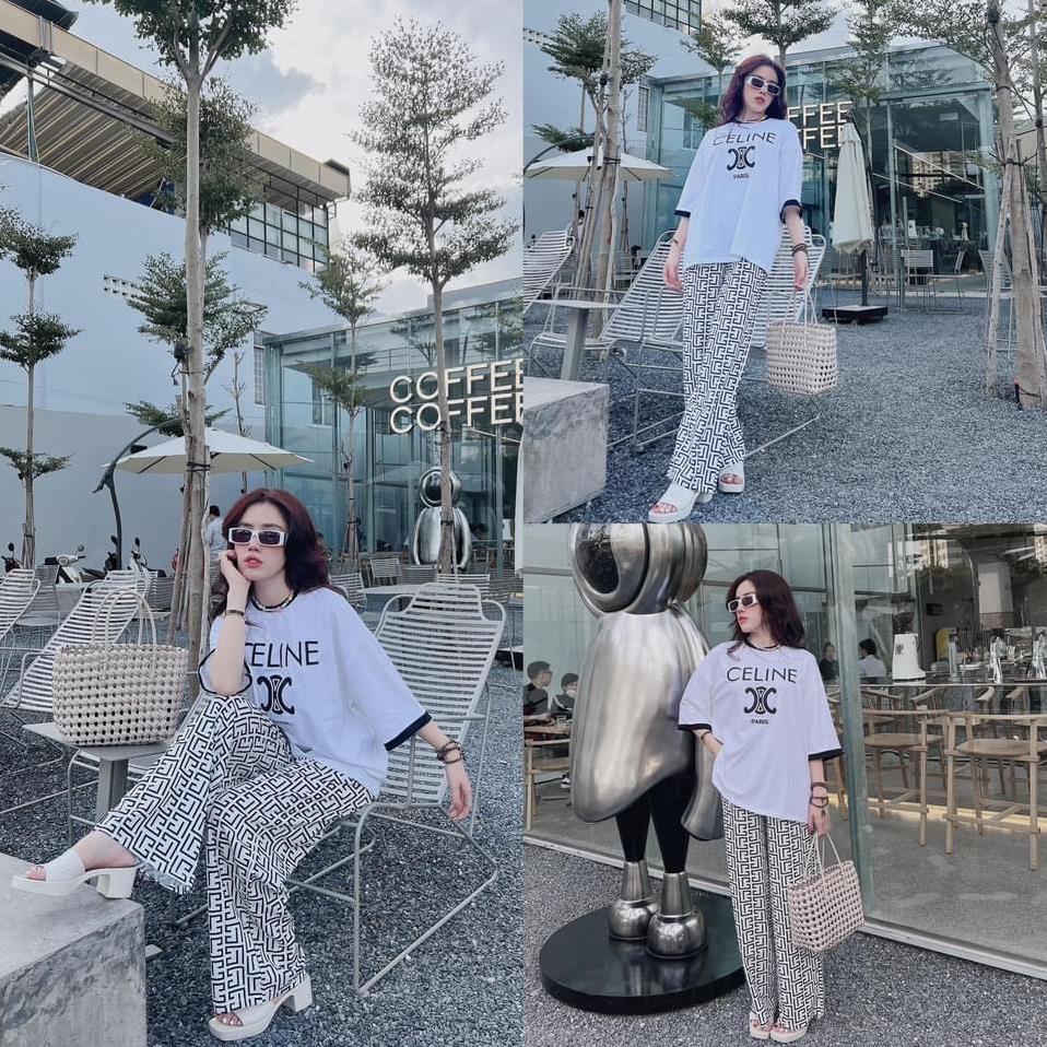 [ 𝐅𝐑𝐄𝐄 𝐒𝐇𝐈𝐏 ]  SÉT BỘ C QUẦN HỌA TIẾT CHỮ ỐNG RỘNG SIÊU CÁ TÍNH