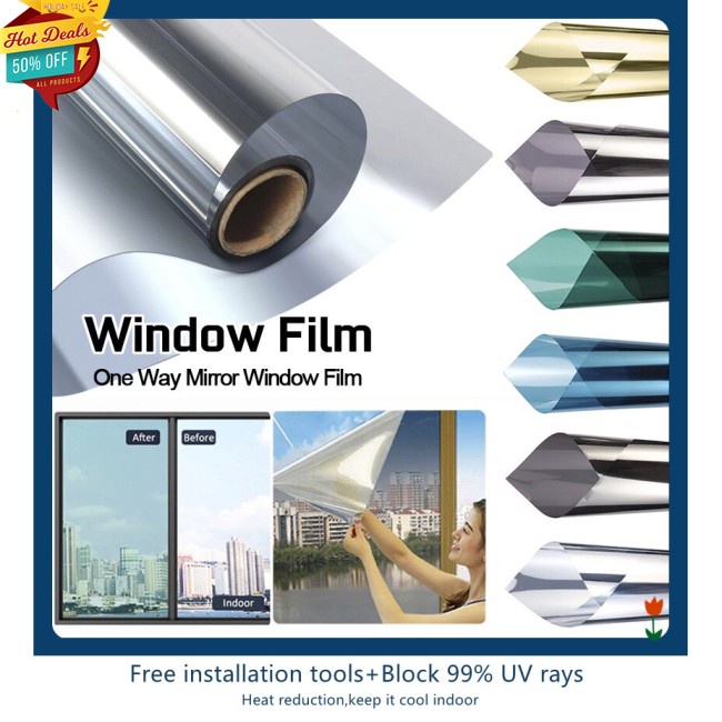 Phim Vinyl Dán Kính Cửa Sổ/Cửa Sổ Riêng Tư Màu Bạc 1 Chiều Dài 1/2M Chống Nhìn Trộm Tự Dính