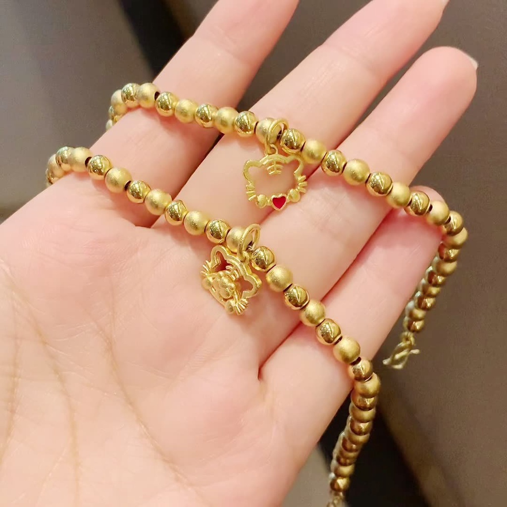Lắc tay nữ kiểu bi mạ 18k hình mèo LB01