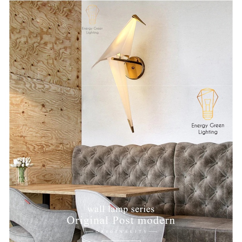 Đèn treo tường Energy Green Lighting hiện đại phong cách độc đáo hình con chim cao cấp cao 67cm - ánh sáng vàng