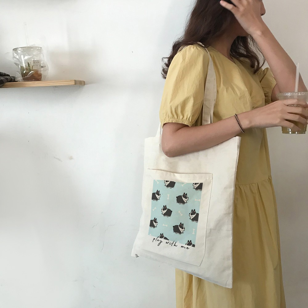 Túi Vải  Đeo Vai Thú Cưng Play With Me Ngăn Ngoài TL