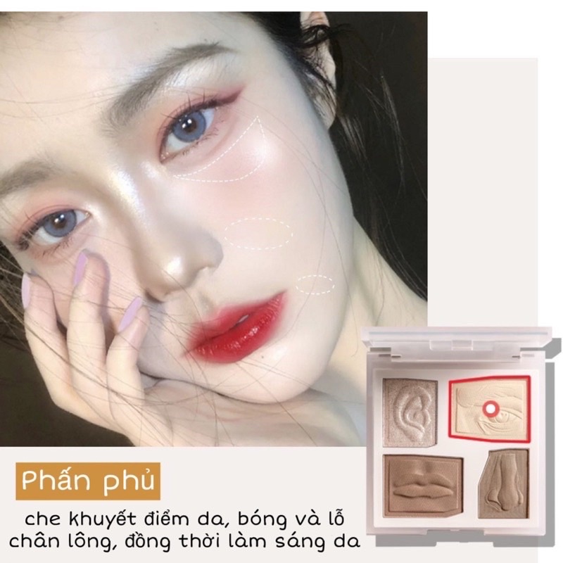 Bảng 4 trong 1 MINSHZEE : Phấn má &amp; Highlight Phấn phủ Tạo khối