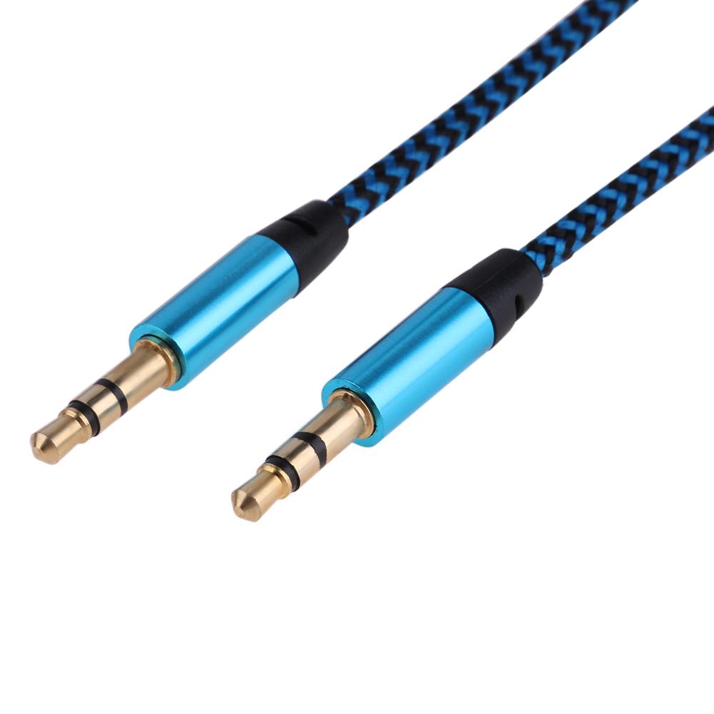 ♚Domy♚1m 3.28ft 3.5mm Male to Male Jack Auto Car Audio Cable Gold-Plated Plug