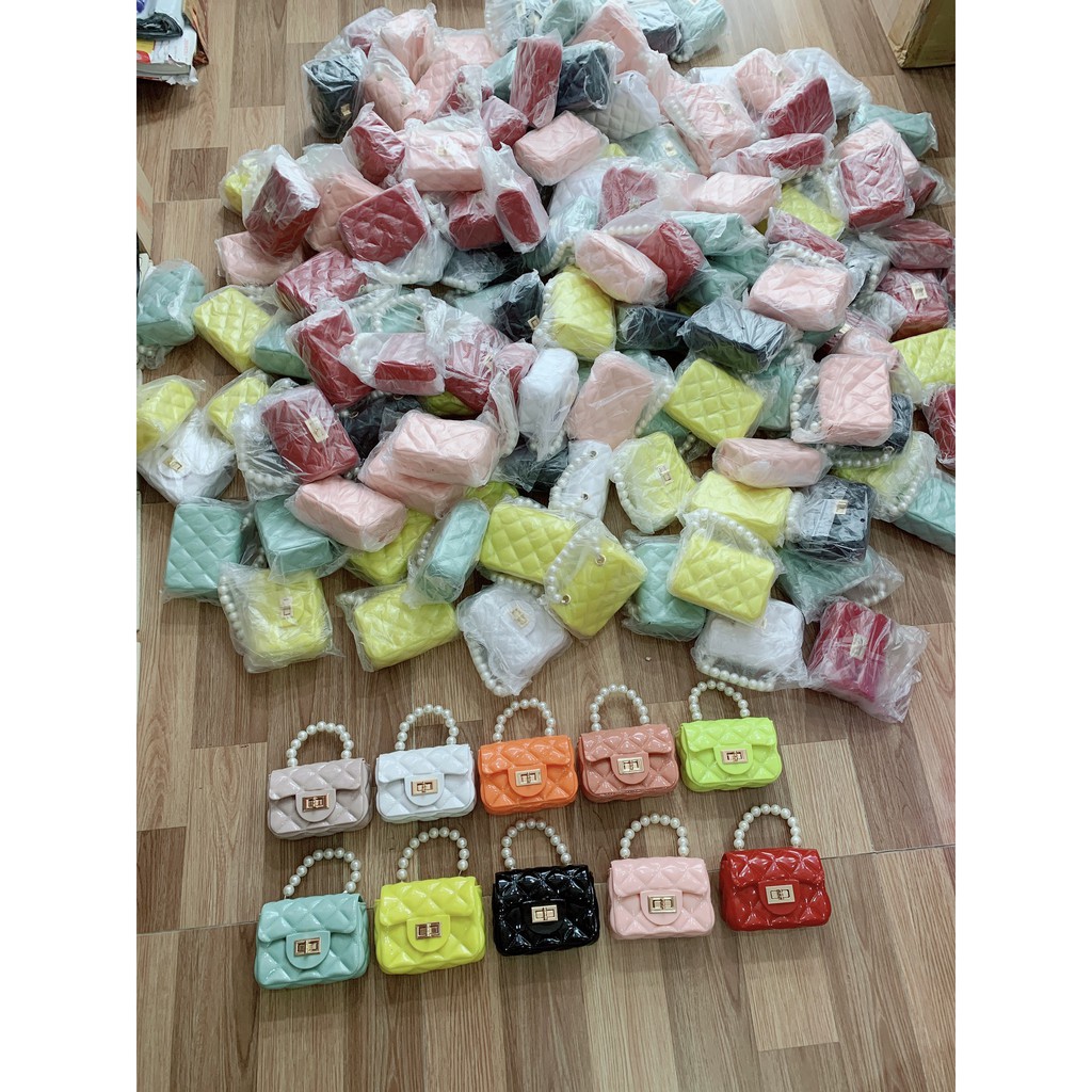 Túi Xách,Túi Đeo Chéo Mini Nhựa Quai Ngọc Siêu Xinh Cho Bé Gái Diện Tết Sành Điệu