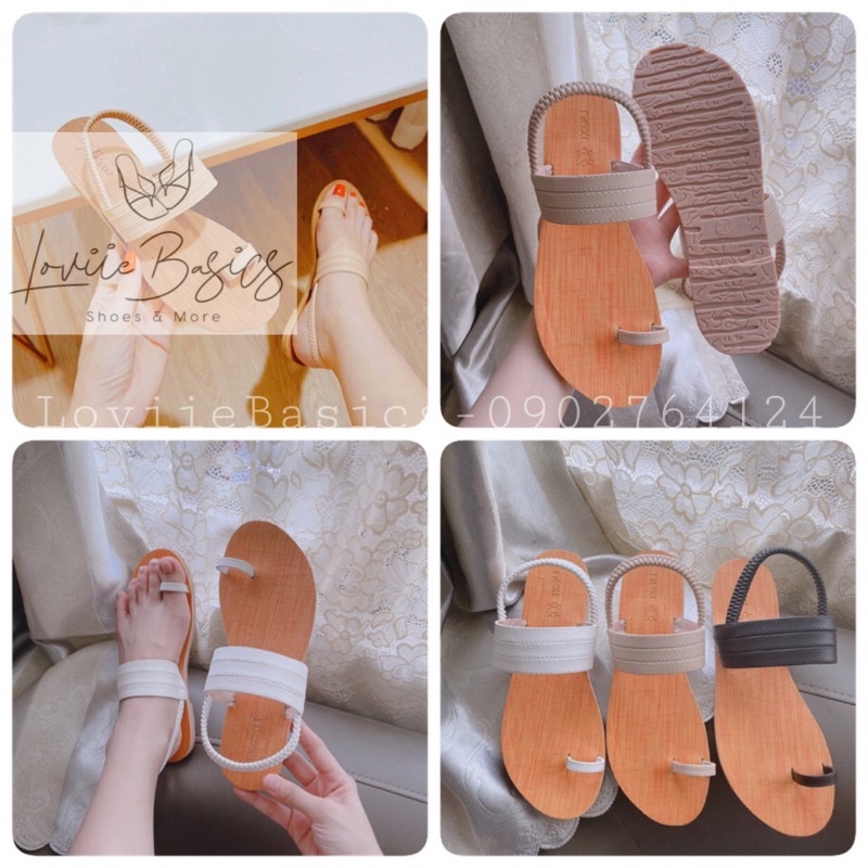 SANDAL NỮ LOVIIE BASICS XỎ NGÓN - GIÀY SANDAL QUAI MẢNH MẶT GỖ DA MỀM S210701