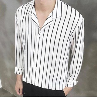 Áo sơ mi trắng sọc đen - Áo somi nam cá tính