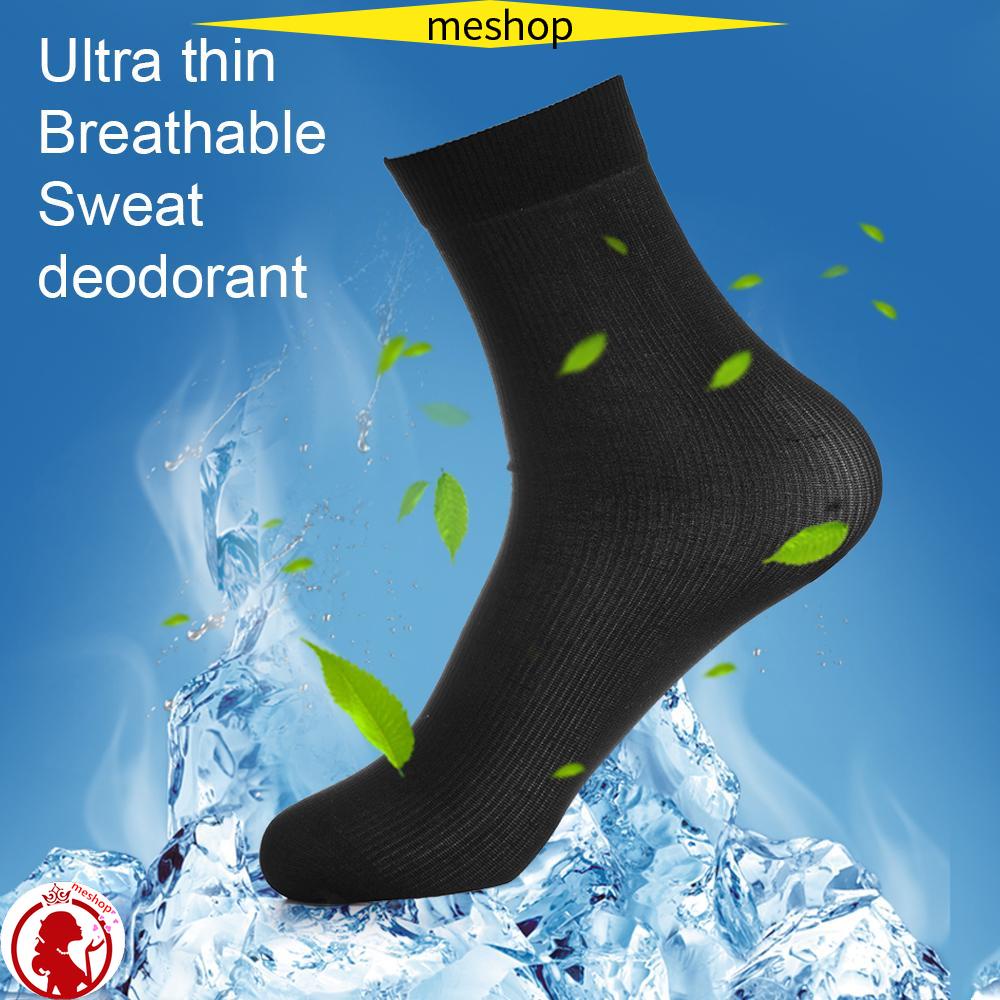 Set 10 Đôi Tất Siêu Mỏng Co Giãn Màu Đen Trơn Thời Trang Mùa Hè