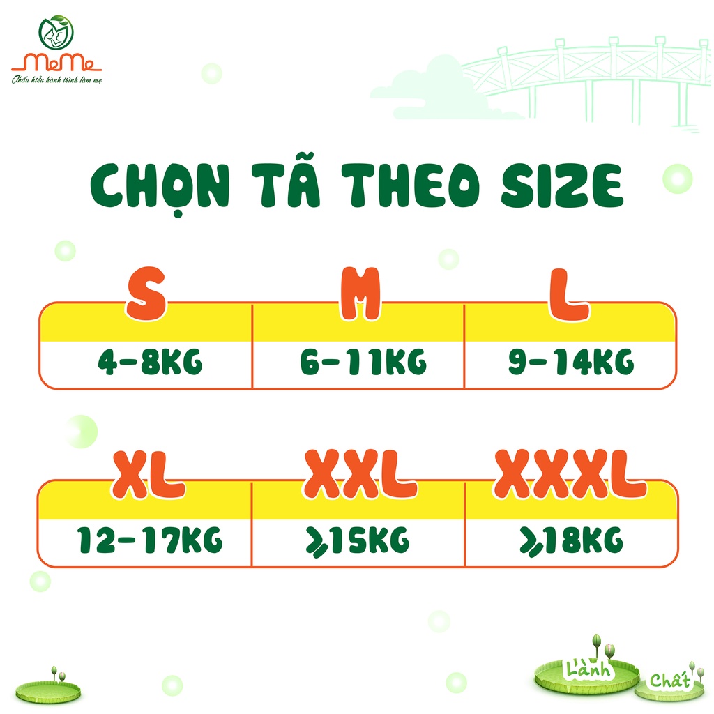 Combo 2Miếng Bỉm Mễ Mễ Dùng Thử Siêu Mềm Mỏng Siêu Thấm Hút, Đủ Size S M L XL XXL XXXL 25x18cm
