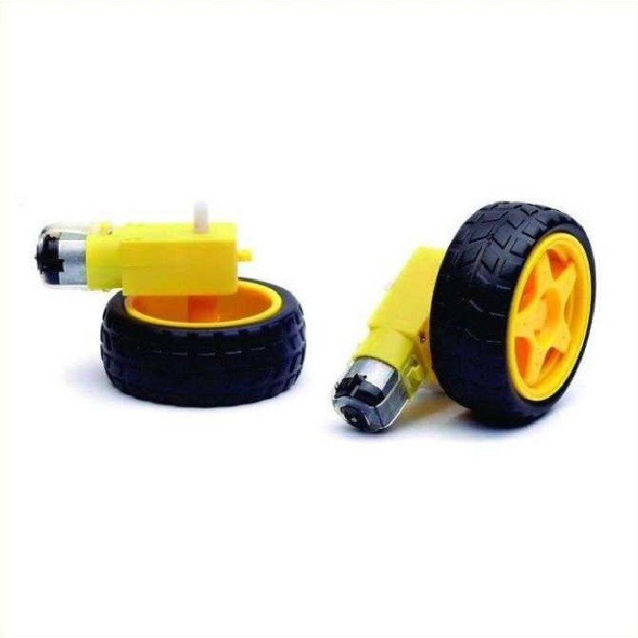 COMBO Motor giảm tốc V1, động cơ giảm tốc vàng( 1:48) và Bánh xe robot V1, bánh xe vàng 66mm