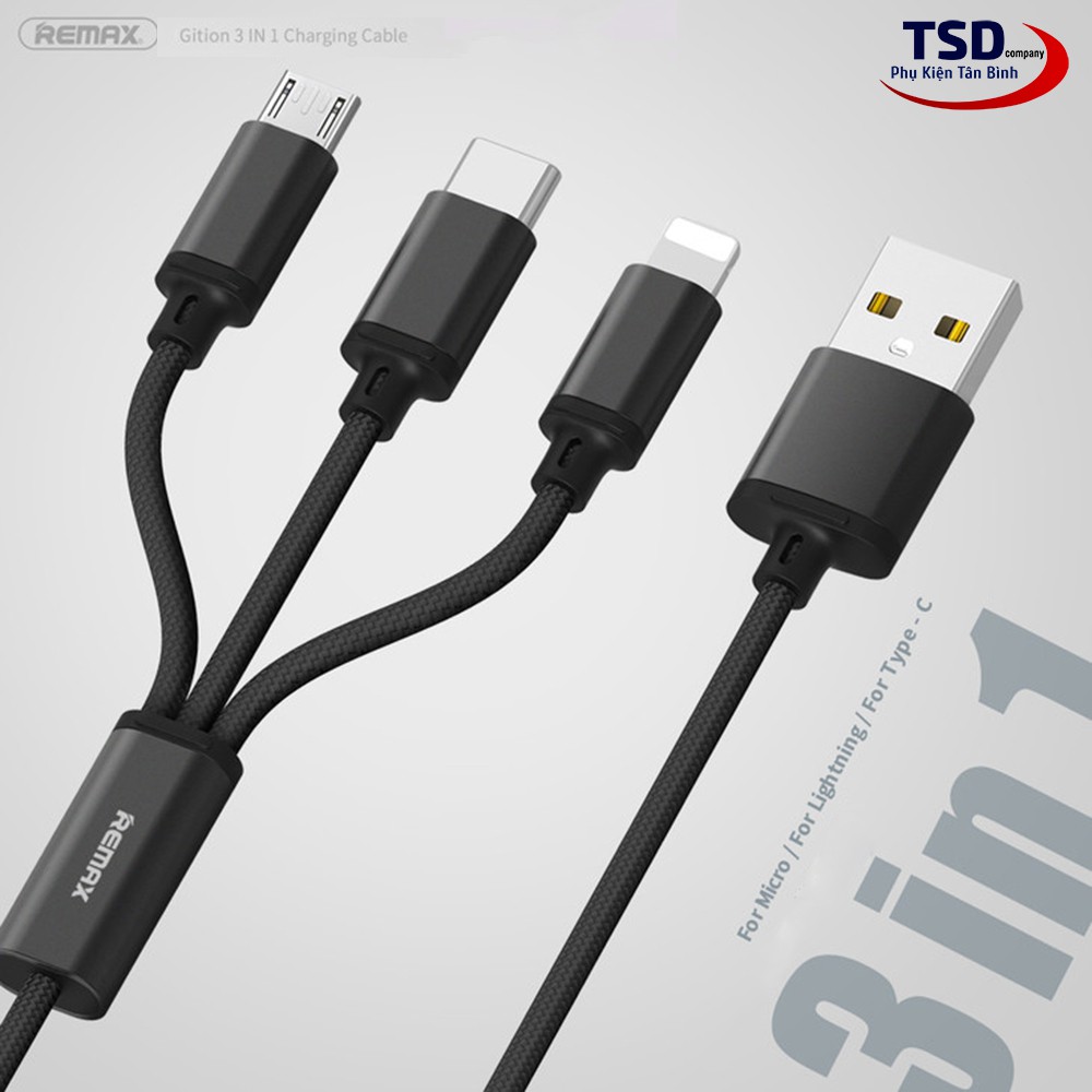 Cáp 3 Đầu Remax RC-131TH Chính Hãng ( Lightning - Micro USB - Type C )