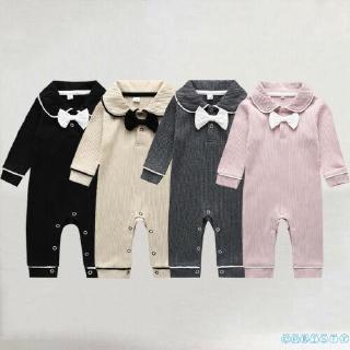 Bộ áo liền quần dài tay đính nơ phong cách đáng yêu dành cho bé gái
