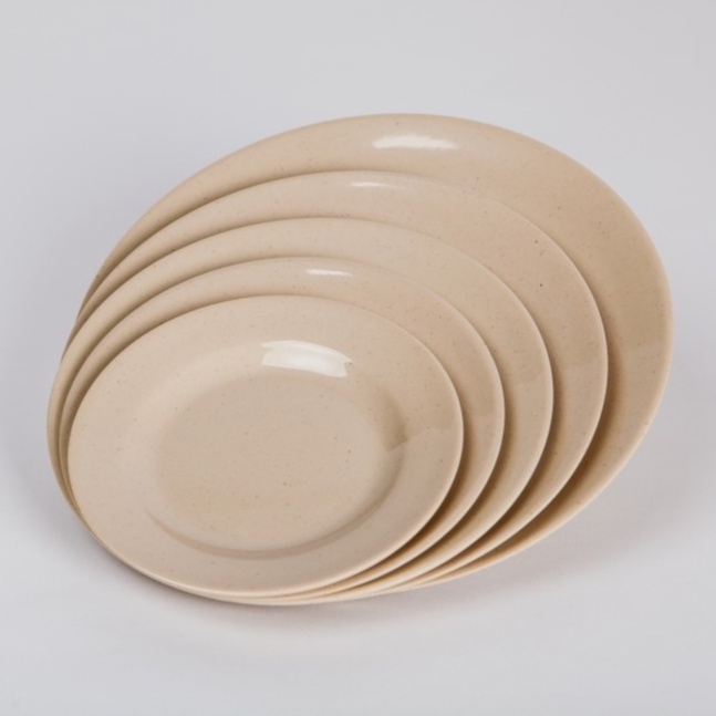 Dĩa Cạn size 22.5cm nhựa Melamine màu Nâu/Đen (DC99)