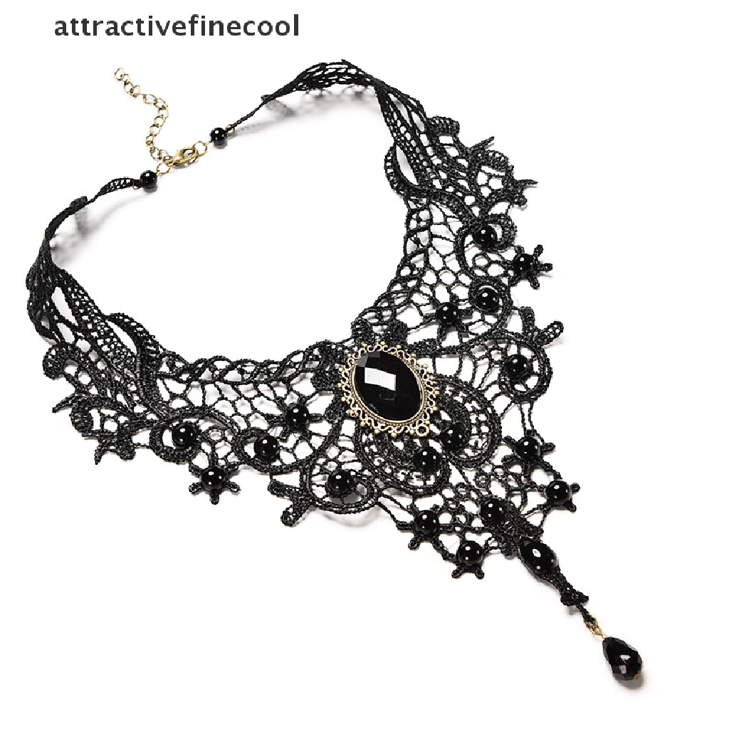 Vòng Cổ Choker Ren Đen Đính Hạt Phong Cách Victoria Thời Trang