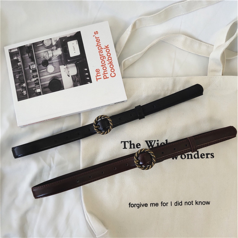 Thắt Lưng Da Pu Màu Trơn Thời Trang Cho Nữ