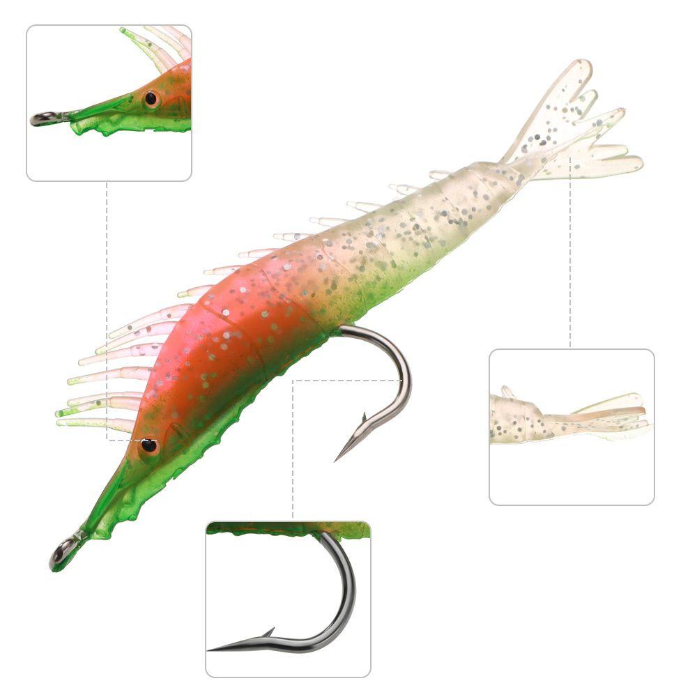 Mồi Câu Cá Giả Hình Con Tôm Bằng Silicone Mềm Phát Sáng